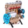 FenglinTech Stirling Engine, L4 4 Cylinder Full Metal Car Engine Assembly Kit Model Toys for Adults