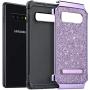 UARMOR Case for Galaxy S10, Galaxy S10 Glitter Case, Samsung S10 Case, Luxury Glitter Bling Shockproof Kickstand Hybrid Sparkly Shiny PU Leather Hard Cover Case for Samsung Galaxy S10, Purple