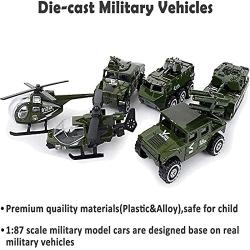 Shellvcase Diecast Military Vehicles, 6 Pack Army Toys Assorted Alloy Metal Model Cars Tank,Panzer,Anti-Air Vehicle,Helicopter Playset Gifts for Boys Kids Toddlers