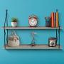 Sorbus Floating Shelf with Metal Brackets — Wall Mounted Rustic Wood Wall Storage, Decorative Hanging Display for Trophy, Photo Frames, Collectibles, and Much More (2-Tier – Grey)