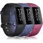 Pack 3 Silicone Bands for Fitbit Charge 4 / Fitbit Charge 3 / Charge 3 SE Replacement Wristbands for Women Men Small Large(Without Tracker) (Small: for 5.5''-7.1'' Wrists, Black+Navy Blue+Wine Red)