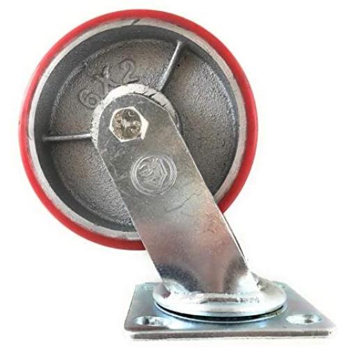 6'' x 2'' Heavy Duty Metal CASTERS with Poly Tread - Foghorn Construction (Single Swivel)