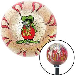 American Shifter 327579 Clear Rat Fink Flame Metal Flake Shift Knob with M16 x 1.5 Insert