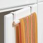 mDesign Modern Metal Kitchen Storage Over Cabinet Curved Towel Bar Rack - Hang on Inside or Outside of Doors, Organize and Hang Hand, Dish, and Tea Towels - Also for Bars - 9.7'' Wide, 2 Pack - White