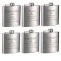 Top Shelf Flasks Personalized Custom Engraved 6oz Stainless Steel Flasks for Weddings, True Metal Etching Lasts a Lifetime, 6PK