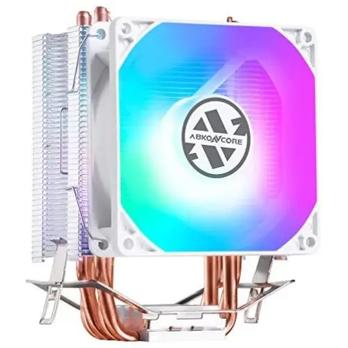 ABKONCORE LED CPU Cooler White CT407W with 92mm PWM Silent Fan, 4 Continuous Direct Contact Heatpipes, Rainbow Spectrum LED CPU Fan for LGA1151/1200, AM4/Ryzen ABKONCORE LED CPU Cooler White CT407W with 92mm PWM Silent Fan, 4 Continuous Direct Contact Heatpipes, Rainbow Spectrum LED CPU Fan for LGA1151/1200, AM4/Ryzen