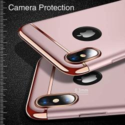 TORRAS Lock Series for iPhone X Case/for iPhone Xs Case 3-in-1 Luxury Anti-Scratch Hard Cover with Electroplated Frame Phone for iPhone Xs/X, Rose Gold