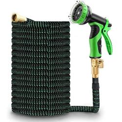 TRINIDa Expandable Garden Hose 50 ft Water Hose, 10 Patterns Leak Proof Nozzle, 3/4 Solid Brass Conn, Triple Layer Latex Inner Core Flexible Collapsible Durable Lightweight No Kink with 3750D Fabric