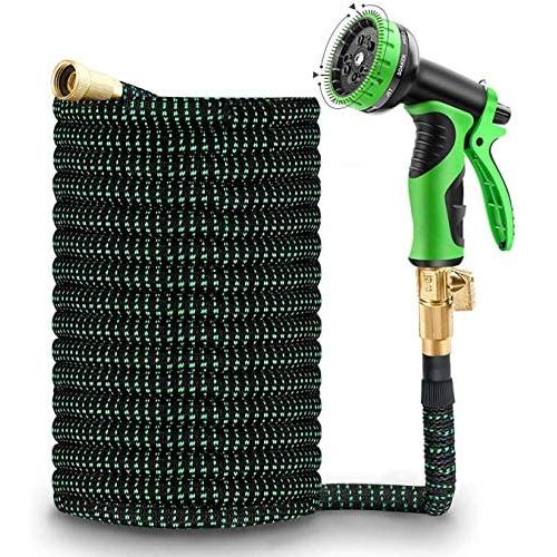 TRINIDa Expandable Garden Hose 50 ft Water Hose, 10 Patterns Leak Proof Nozzle, 3/4 Solid Brass Conn, Triple Layer Latex Inner Core Flexible Collapsible Durable Lightweight No Kink with 3750D Fabric