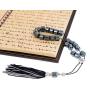 Hematite Gemstone (Long Beads), Handmade Greek Worry Beads or Komboloi with Alpaca Metal Parts on Pure Silk Cord & Tassel, Length 32cm (12.6)