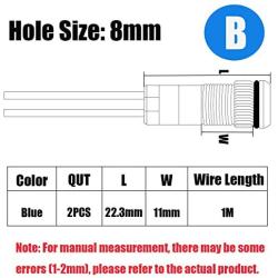 smseace 2PCS Blue DC/AC12V-24V Energy Saving 5/16‘’ Indicator Light Mounting Hole 8mm with 1M Cable Length Metal Waterproof LED Indicator Light DQ-8-B-1M