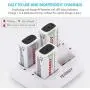Tenergy TN136 4 Bay 9V Smart Charger with 8 Pieces 9V Tenergy Centura (Low Self Discharge) NiMH 200mah Rechargeable Batteries