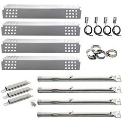 Hisencn BBQ Repair Kit Pipe Burner Tube, Heat Plate Tent Shield, Carry Over Crossover Tube, Igniter Replacement Repair kit for Charbroil 4 Burner 463241113, 463449914 Gas Grill Models