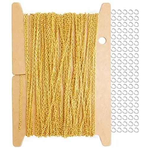 ZCNest 32.8 Ft(10m) Gold Small Tiny Chains for Jewelry Making Set, with 100 Jump Rings, Cable Link Craft Chain Findings for Necklace Bracelet Earring DIY 2063-B ZCNest 32.8 Ft(10m) Gold Small Tiny Chains for Jewelry Making Set, with 100 Jump Rings, Cable Link Craft Chain Findings for Necklace Bracelet Earring DIY 2063-B