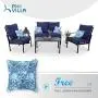 PHI VILLA 4 Piece Patio Sets, Outdoor Metal Furniture Patio Conversation Set Clearance with Padded Deep Seating Sofa, 1 Loveseat, 2 Armrest Sofa Chairs, 1 Coffee Table & 4 Free Pillow, Navy Blue PHI VILLA 4 Piece Patio Sets, Outdoor Metal Furniture Patio Conversation Set Clearance with Padded Deep Seating Sofa, 1 Loveseat, 2 Armrest Sofa Chairs, 1 Coffee Table & 4 Free Pillow, Navy Blue