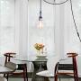 LANROS Swag Lights with 15.7 Ft Plug-in Cord and On/Off Switch, Handblown Clear Seeded Glass Shade Pendant Light for Bedroom Study Kitchen Sink Livingroom, Black, 7inch, 1-Pack