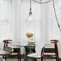 LANROS Swag Lights with 15.7 Ft Plug-in Cord and On/Off Switch, Handblown Clear Seeded Glass Shade Pendant Light for Bedroom Study Kitchen Sink Livingroom, Black, 7inch, 1-Pack