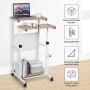 Tangkula Mobile Standing Desk, Height Adjustable Stand Up Desk Computer Workstation, Movable Computer Cart with 4 Rolling Wheels & Footrest, Suitable for Sitting or Standing (Oak)
