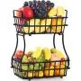 TomCare 2-Tier Fruit Basket Metal Fruit Bowl Bread Baskets Detachable Fruit Holder Kitchen Storage Baskets Stand - Screws Free Design for Fruits Breads Vegetables Snacks, Black TomCare 2-Tier Fruit Basket Metal Fruit Bowl Bread Baskets Detachable Fruit Holder Kitchen Storage Baskets Stand - Screws Free Design for Fruits Breads Vegetables Snacks, Black
