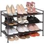 Seville Classics 3-Tier Stackable 12-Pair Shoe Rack Wood Resin Metal Freestanding Storage Shelf for Bedroom, Closet, Entryway, Dorm Room, Espresso Slat
