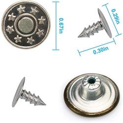 Replacement Jeans Buttons Set - 17mm No-Sew Nailless Removable Metal Jeans Buttons Fits to Any The Cowboy Clothing Jackets Pants Bags,with Storage Box (Set of 50)