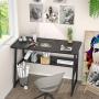 Homfio Computer Desks for Home Office 39” Modern Sturdy Writing Desk with Bookshelf Study Table Desk with Metal Legs Industrial Tiny Table for Small Space, Black