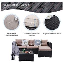 PHI VILLA Outdoor Sectional Rattan Sofa - Wicker Patio Furniture Set (Beige)