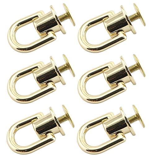 Youliang 6pcs 360 Degree Rotatable Ball Post Head Buttons with D Ring Metal Ring for Backpack Hardware Accessories Pale Gold