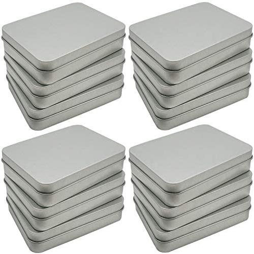 Hulless 12 Pcs Metal Hinged Tin Box Container Mini Portable Small Storage Container Kit Tin Box Container, Small Tin with Lid, Craft Container, Tin Empty Box, Home Storage 4.5x3.3x0.9 Inch.