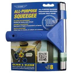 Ettore 8-Inch All Purpose Window Squeegee with Lifetime Silicone Rubber Blade, Blue