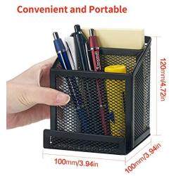 Bonsaii Home office Metal Mesh Desktop Organizer 3 Divided Compartments,Black(W6023)