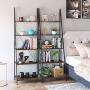 HOMFA Ladder Shelf, 5 Tier Vintage Bookcase, Multifunctional Bookshelf Plant Flower Stand Storage Rack Shelves, Wood Look Accent Metal Frame Modern Furniture Home Office