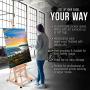 U.S. Art Supply Medium Wooden H-Frame Studio Easel with Artist Storage Tray and Wheels - Mast Adjustable to 96'' High, Holds Canvas to 48'' - Sturdy Beechwood Holder Floor Stand - Display Paintings