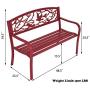 Giantex Patio Garden Bench Park Yard Outdoor Furniture Cast Iron Porch Chair (Red)