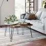 Nathan James Bodhi Mid-Century Nesting Coffee Table Set of 2, Stacking Side or End for Living Room with Faux Carrara Marble, Wood Finish and Black Metal Legs, White/Walnut Nathan James Bodhi Mid-Century Nesting Coffee Table Set of 2, Stacking Side or End for Living Room with Faux Carrara Marble, Wood Finish and Black Metal Legs, White/Walnut
