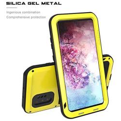 Galaxy Note 10 Plus Case,Bpowe Super Shockproof Silicone Aluminum Metal Armor Tank Heavy Duty Sturdy Protector Cover Hard Case for Samsung Galaxy Note 10 Plus/Galaxy Note 10+ 5G 6.8'' 2019 (Yellow)