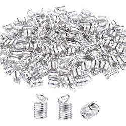 BronaGrand 150pcs Antiqued Brass Silver Crimp Fasteners Leather Cord Ends Caps Necklace Clasp Jewelry Parts 9x5mm