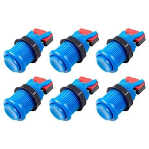 EG STARTS 6X American Style Standard Arcade Buttons Switchable Happ Type 30mm Push Button 3/16'' Terminal for Jamma Mame Kit Parts (Blue) EG STARTS 6X American Style Standard Arcade Buttons Switchable Happ Type 30mm Push Button 3/16'' Terminal for Jamma Mame Kit Parts (Blue)
