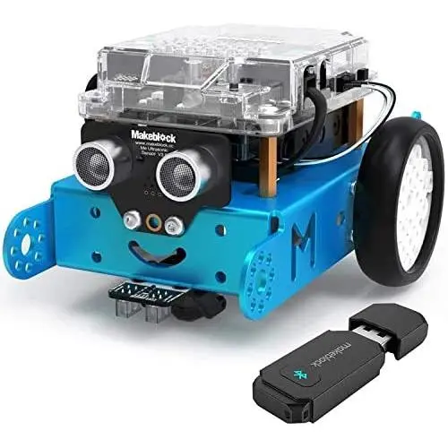 Makeblock mBot Robot Kit with Bluetooth Dongle, STEM Toys with Metal Materials, APP Remote Control with Easy constructions, Scratch and Arduino C Programming Supported, Gift for Kids Makeblock mBot Robot Kit with Bluetooth Dongle, STEM Toys with Metal Materials, APP Remote Control with Easy constructions, Scratch and Arduino C Programming Supported, Gift for Kids