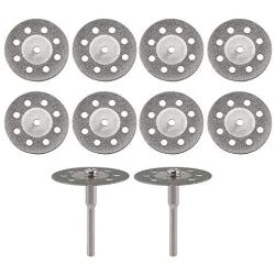 YEEZUGO 10 pcs Diamond Cutting Wheel Cut Off Discs Coated Rotary Tools W/Mandrel 22mm for Dremel