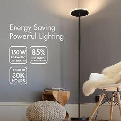 Tenergy Torchiere Remote Control Floor Lamp, LED Floor lamp 30W (150W Equivalent) Standing Lamp with Stepless Touch Dimmer, Two-Part Trip-Proof Cable, 90° Adjustable Top, Warm White Light