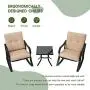 SOLAURA 3-Piece Outdoor Rocking Chairs Bistro Set, Black Steel Patio Furniture with Brown Thickened Cushion & Glass-Top Coffee Table SOLAURA 3-Piece Outdoor Rocking Chairs Bistro Set, Black Steel Patio Furniture with Brown Thickened Cushion & Glass-Top Coffee Table