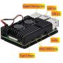 Pi 4 Case, Raspberry Pi 4 Armor Case Metal Case with Dual Fan Aluminium Alloy, Raspberry Pi 4 Fan, Pi 4 Heatsink for Raspberry Pi 4 Model/Pi 4B