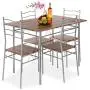 Best Choice Products 5-Piece 4ft Modern Wooden Kitchen Table Dining Set w/Metal Legs, 4 Chairs - Brown/Silver