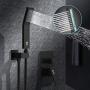 SR SUN RISE Matte Black Shower System 10 Inches Brass Bathroom Luxury Rain Mixer Shower Combo Set Wall Mounted Rainfall Shower Head System Shower Faucet Rough-in Valve Body and Trim Included