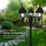 Bomcosy Outdoor Lamp Post Light, Waterproof Outdoor Post Light,Triple-Head Classic Design Black Die-Cast Aluminum Pole Street Light for Garden, Walkway, Backyard, Christmas Decoration Post Lamp