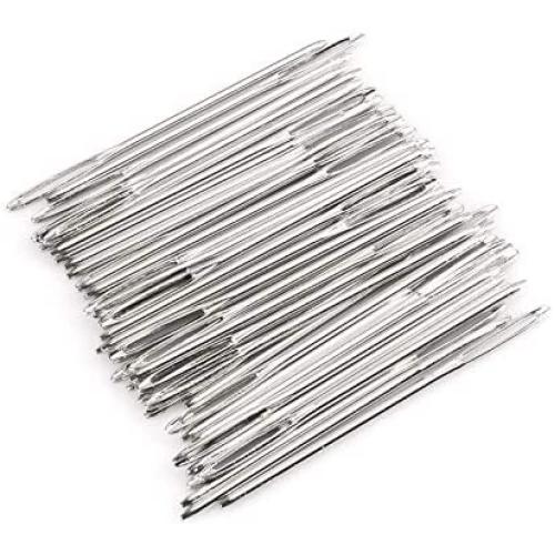 Z-COLOR 50pcs Big Eye Needles Blunt White 7cm Long Large Hole NOT Sharp Sewing Kniting Embroidery Tool Hand DIY Needlework Plus