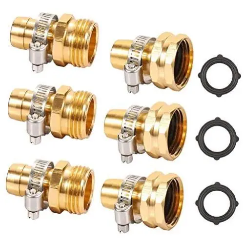 ZKZX Metal Garden Hose Repair Connector with Stainless Steel Clamp, Female and Male Hose Connector,Repair Mender Hose Connector 3pairs ZKZX Metal Garden Hose Repair Connector with Stainless Steel Clamp, Female and Male Hose Connector,Repair Mender Hose Connector 3pairs