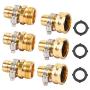 ZKZX Metal Garden Hose Repair Connector with Stainless Steel Clamp, Female and Male Hose Connector,Repair Mender Hose Connector 3pairs
