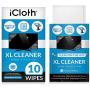 iCloth Extra Large Monitor and TV Screen Cleaner Pro-Grade Individually Wrapped Wet Wipes, 1 Wipe Cleans Several Flat Screen TVs and Monitors, 10 Wipes